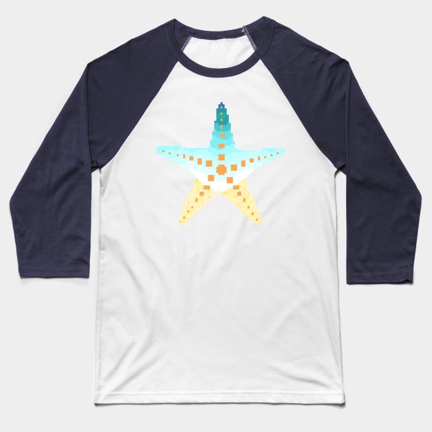 Modern Pixel Ocean Sea Star Baseball T-Shirt by jofudachi